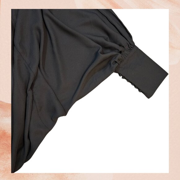 Fashion Nova Black Balloon Sleeve Cropped Blouse - Picture 7 of 9